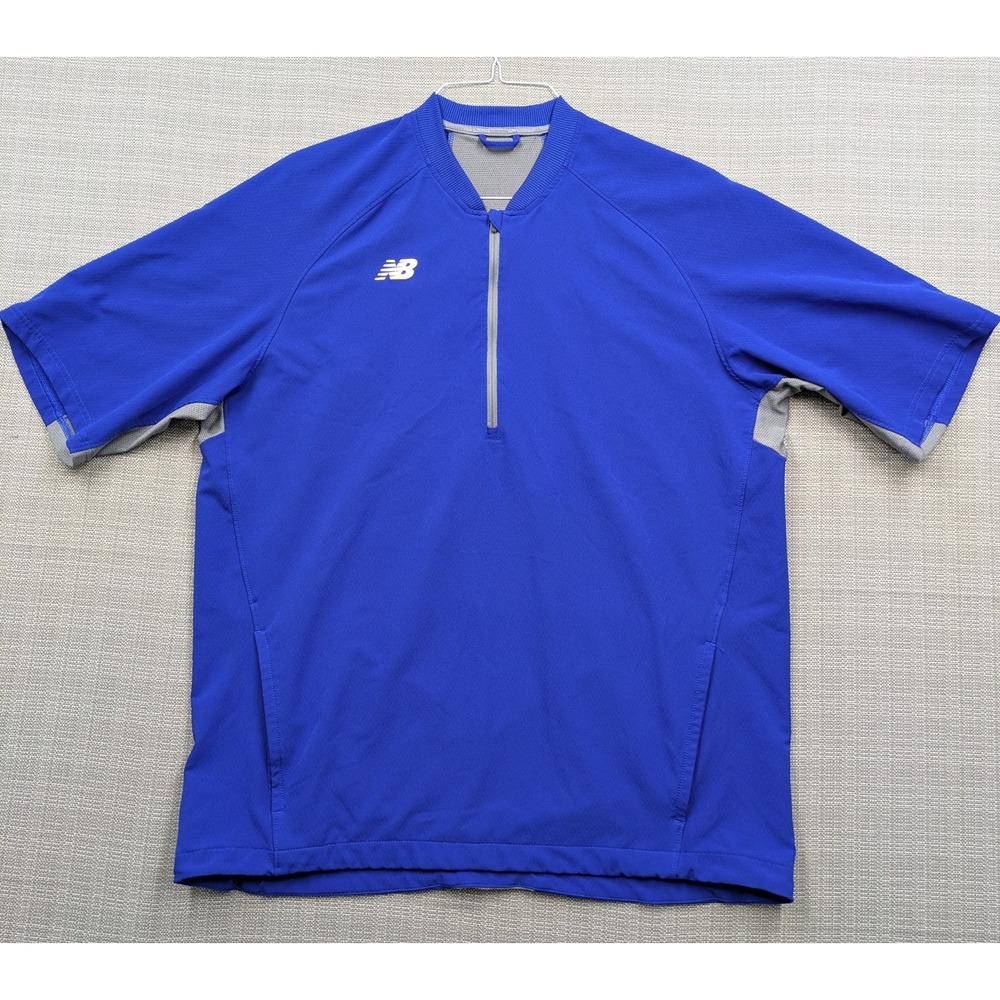 New Balance Pullover Mens Large Blue 1/4 Zip Short Sleeve Athletic Performance